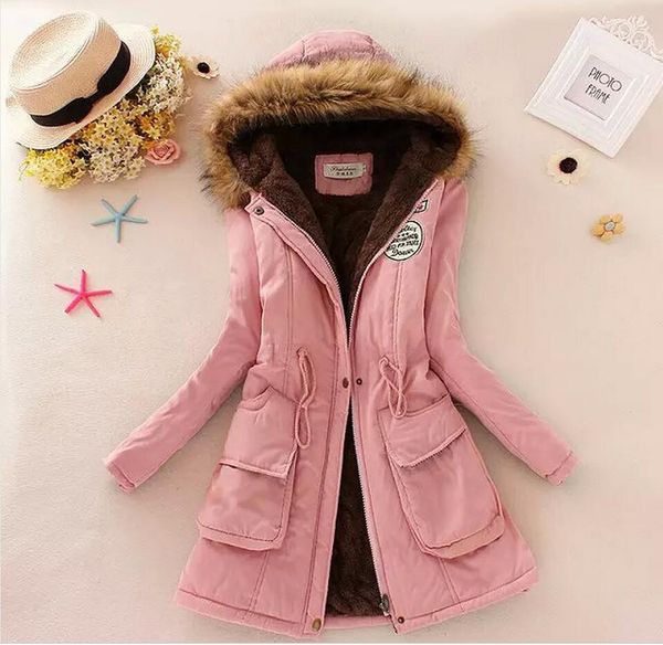 

2019 women's basic coat cotton coat winter thicker large size hood slim fashion plus cotton wool towel women's basic, Black;brown