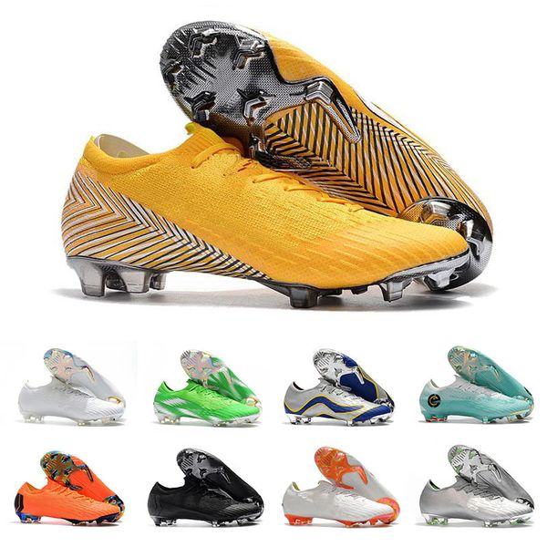

2019 Mens Leather CR Soccer Shoes 7 Cleats World Cup Football Boots Black White Orange Silver Futbol Size 39-46
