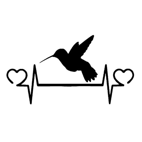 

15.4cm*8.4cm cute hummingbird heartbeat vinyl black/silver motorcycle car sticker car accessories