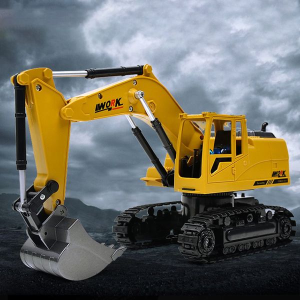 

2.4g eight-way alloy excavator 1:24 wireless remote control excavator creative rc truck beach toy rc engineering car tractor