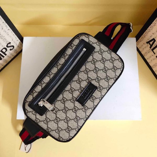 

classic soft zipper waist bags for men women real leather pvc chest bags totes waistpacks for man size 24*14*5.5cm