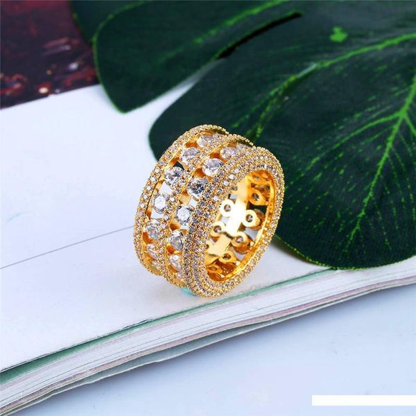 

горячая продажа brand designer мужских кольца luxury bling 18k позолоченный циркон кольцо мода хип-хоп кольцо изящного ювелирные изделия, Golden;silver