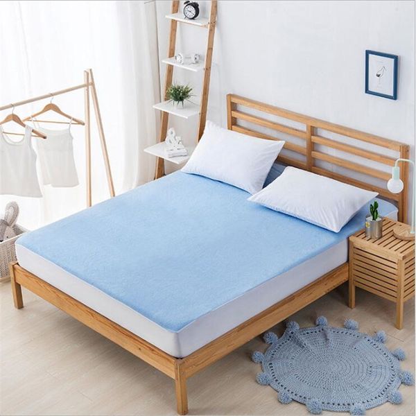 

waterproof the fitted mattress covers dust cover 1.5m 1.8m whilt l home cotton terry cloth double queen single blue gray
