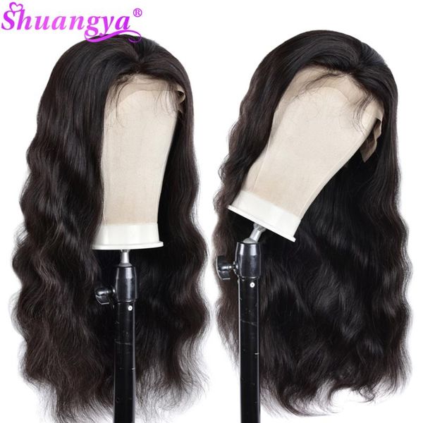 

lace wigs peruvian body wave front human hair 13*4 360 pre plucked with baby shuangya 100% remy, Black;brown