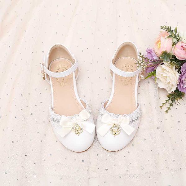 

white sweet children's princess shoes korean-style straight line hollow big girl's bridal bouquet children's shoes bow dance, Black;red