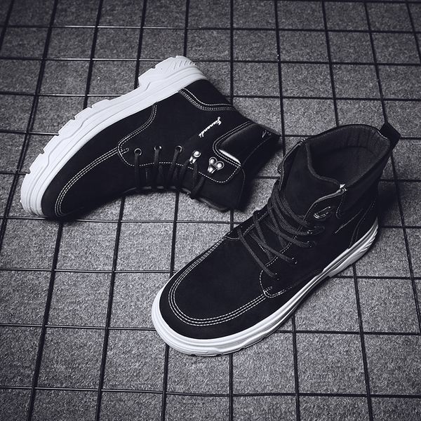 

2020 new winter boots men's leather boots warm and comfortable men's winter shoes high-leather ankle sneakers, Black