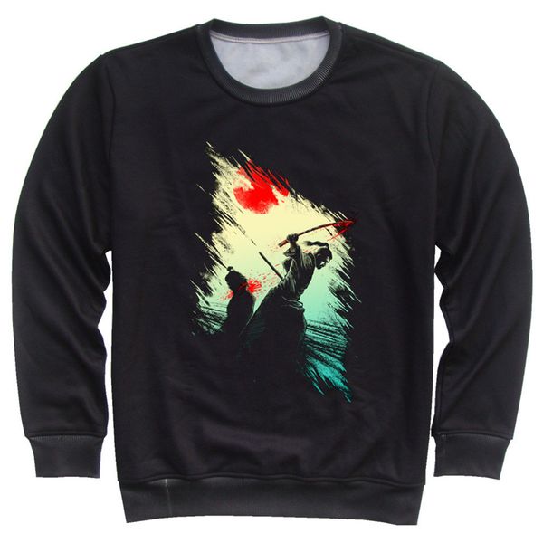 

4-13 лет samurai красочные животных cat lion love me весёлые печать мальчики девочки толстовки дети 3d толстовки детские пуловеры, Black