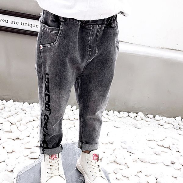 

Spring Autumn New Boy Fashion Personality Casual Letter Jeans, Gray