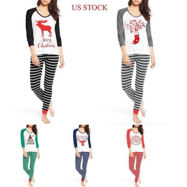 

hirigin christmas pajamas 2 piece set women sleepwear lingerie 2018 women cotton pijama mujer cartoon printed warm nightwear, Blue;gray