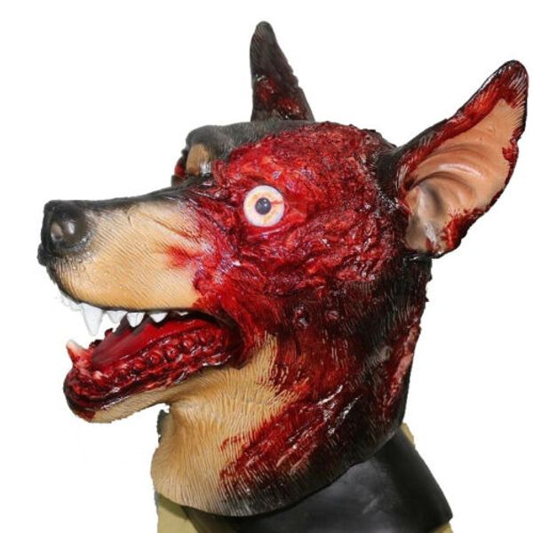 

evil zombie dog latex mask animal full overhead halloween doberman fancy dress