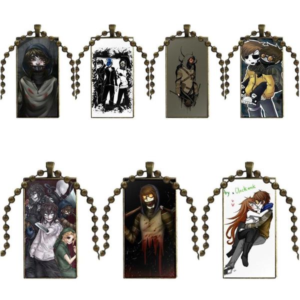 

creepypasta ticci toby x reader design fashion vintage glass women rectangle necklace pendants for women girl gift, Silver