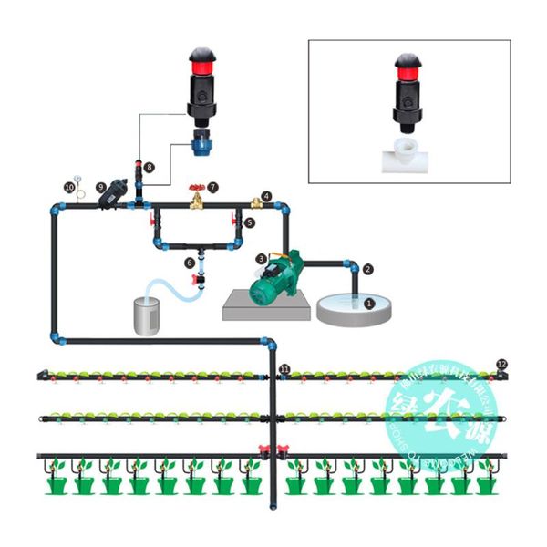 

irrigation system watering irrigating kit mist sprayer vent valve water fountain spray nozzle pipe garden plant lawn sprinkler