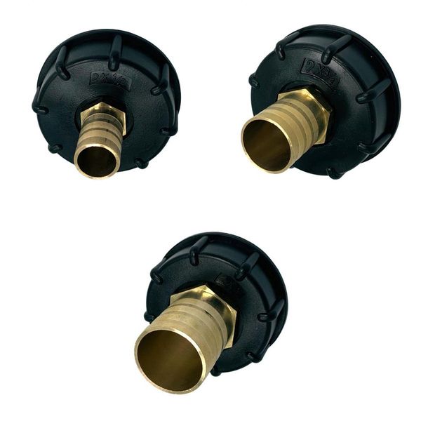 

3pcs ibc 1000l water tank connector 1/2\" 1\" 3/4\" brass hose valve adapter