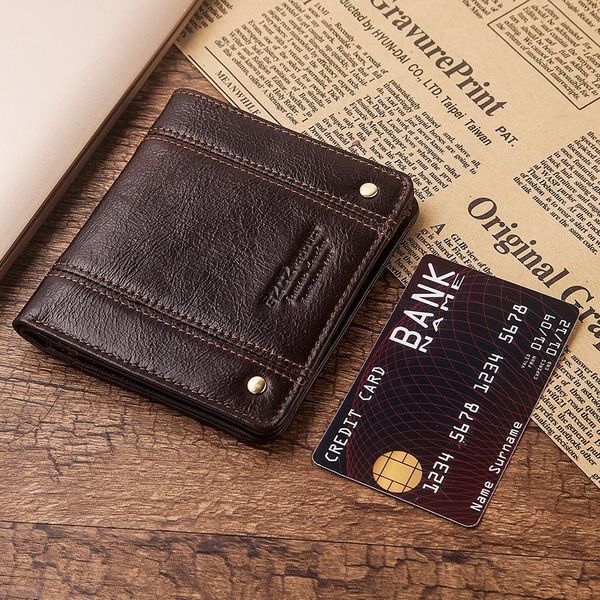 

man business affairs leisure time wallet thin section genuine leather man short fund european purses for men purse high 2019fashion, Red;black