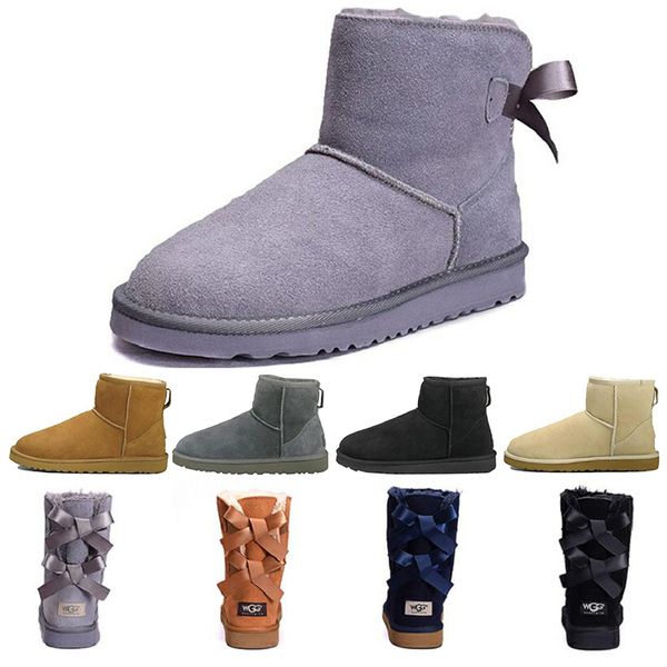 

wgg women boots short mini australia knee tall winter snow boots designer bailey bow ankle bowtie black grey chestnut size 5-10