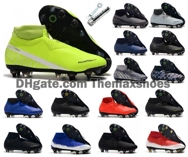 

2020 phantom vision vsn elite df sg -pro anti clog fire new lights steel spike mens high ankle soccer cleats football shoes size us 6.5-11