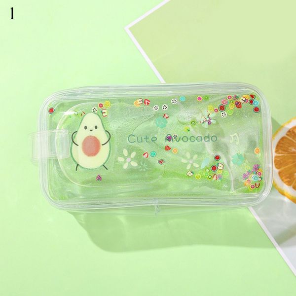 

creative transparent pvc fruit cosmetic bag cartoon cute portable bag organizer girl pencil case school supplies high capacity