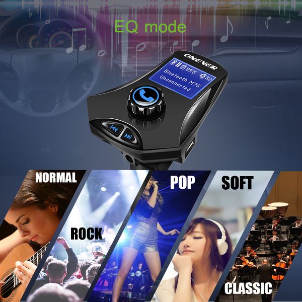 

onever fm transmitter bluetooth car kit mp3 radio player aux modulator wireless handslcd display car charger dis