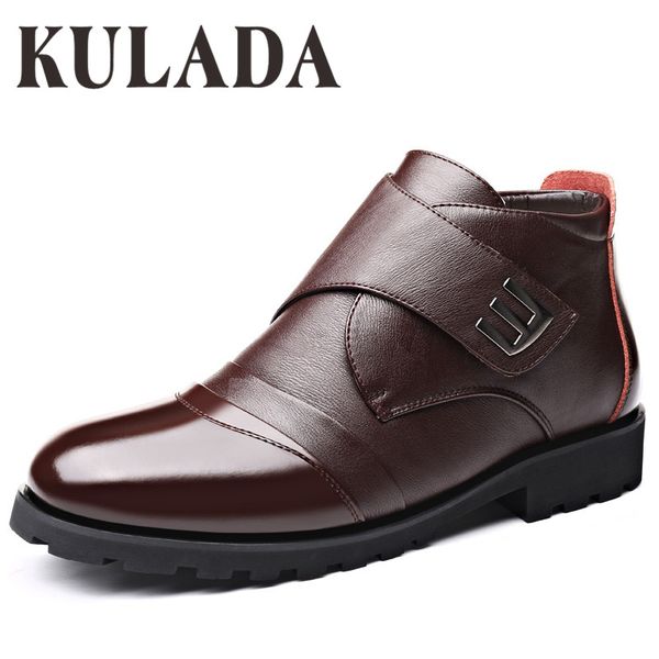 

kulada boots men's winter shoes genuine leather waterproof boots men casual shoes ankle for men super warm winter, Black