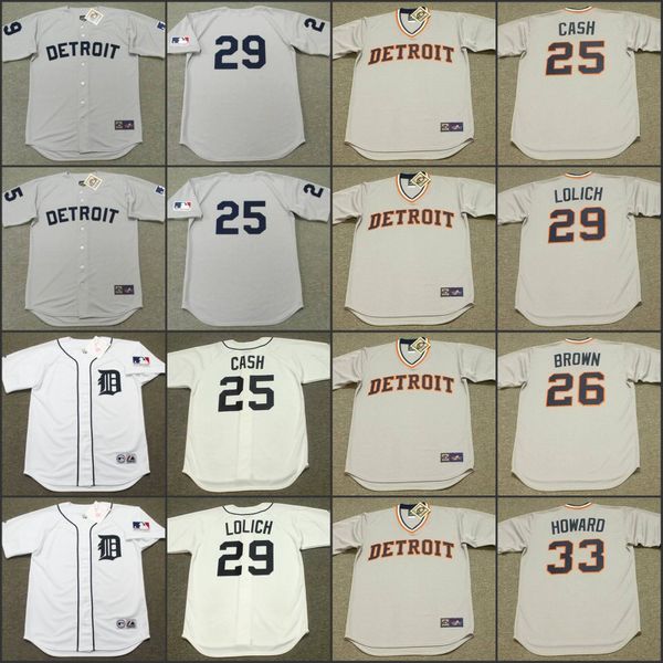 

детройт 26 ворота коричневого 20 говарда джонсон 29 микки лолич 25 norm денежных джерси бейсбола 33 фрэнк говарда сшитый, Black