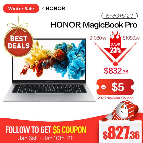 

HUAWEI Honor MagicBook Pro 2019 портативный ноутбук ComputerIntel Core i5 8265U MX250 / 8GB DDR4 RAM / 512 г SSD / 16,1 '' IPS 100