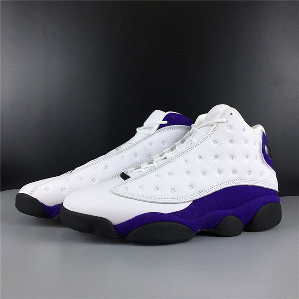 

with box)new 13s lakers rivals white purple mens basketball shoe flint atmosphere grey cap and gown sports sneakers size 7.5-13