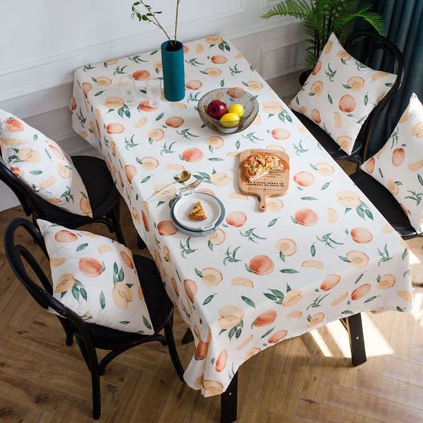 

nordic style waterproof peach yellow peach tablecloth floral table cover dinning table cloth mat household home decor