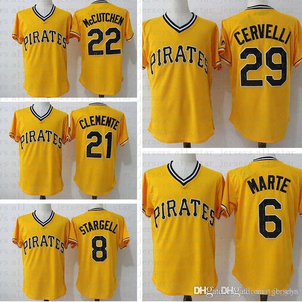 

Yellow retro Willie Stargell Baseball Jerseys Roberto Clemente Kent Tekulve Francisco Cervelli Marte Pittsburgh Jersey Pirates McCutchen