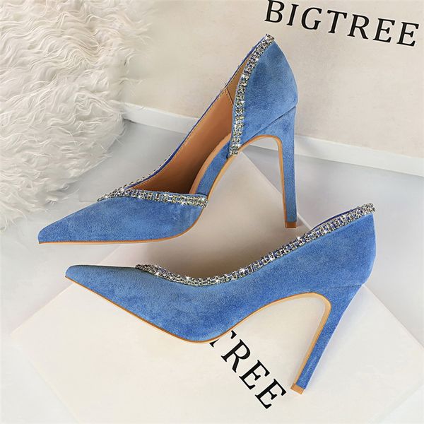 

2020 women blue 10cm high heels crystal glitter pumps rhinestone pink female escarpins fetish heels party wedding zapatos mujer, Black