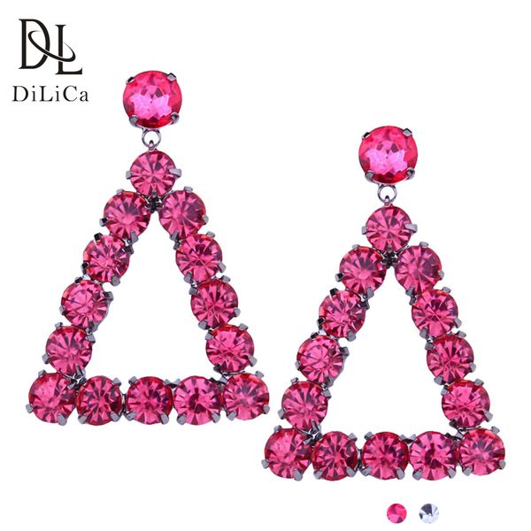 

dilica elegant drop earrings women crystal geometric statement earrings vintage earring dangle jewelry boucles d'oreilles, Silver