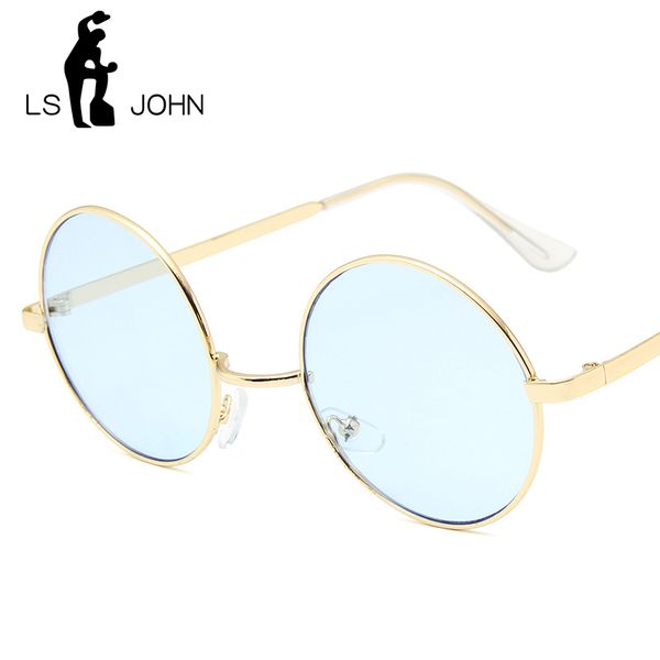

ls john 2019 retro round pink sunglasses women brand sun glasses for women alloy mirror female uv400, White;black