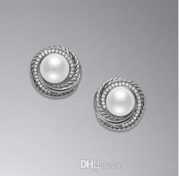 

new women female ladies personality david ym copper big pearl crystals diamonds earrings unique design drop earring studs ing, Golden;silver