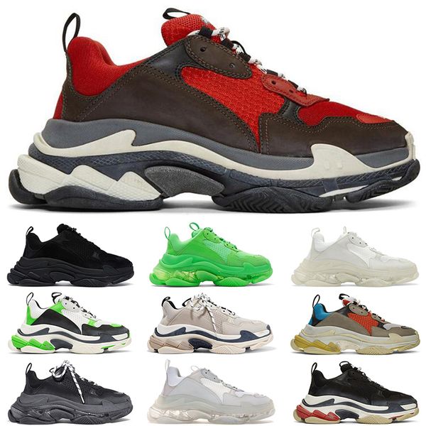 

2019 Designer Paris 17FW Casual shoes Triple s men women green black white top quality platform luxury clear sole increasing mens trainers