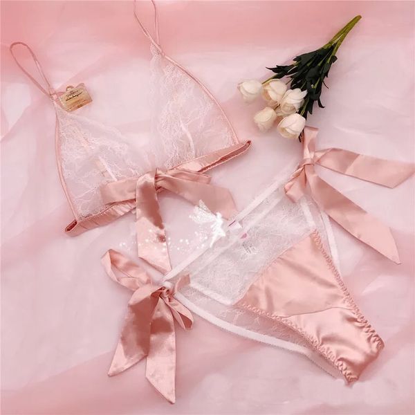 

french cute perspective deep v bra lingerieset silk lace underwear women ultra-thin bralette hollow embroidery brassiere, Red;black