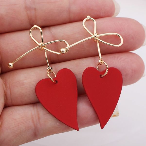 

ek537 new fashion metal painted waterdrop heart pendant earrings for women handmade sweet wedding jewelry christmas gift, Silver