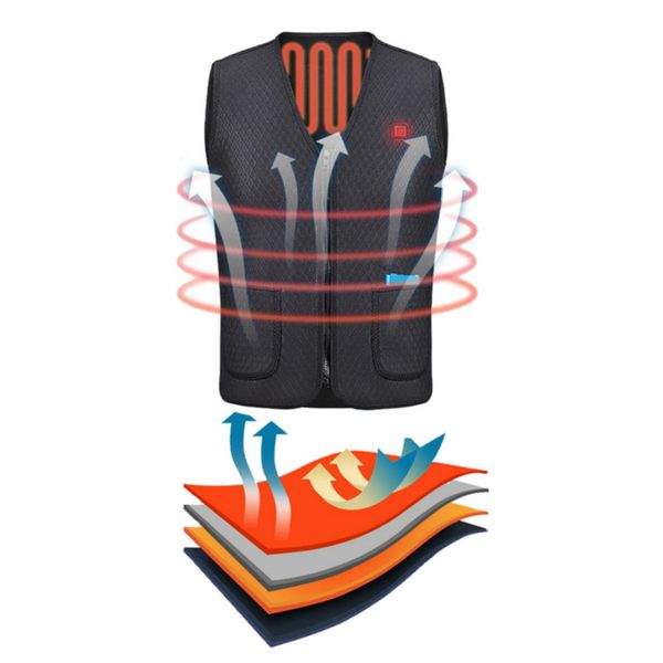 

men women outdoor usb infrared heating vest jacket winter flexible electric thermal clothing waistcoat fishing hiking dropship, Gray;blue