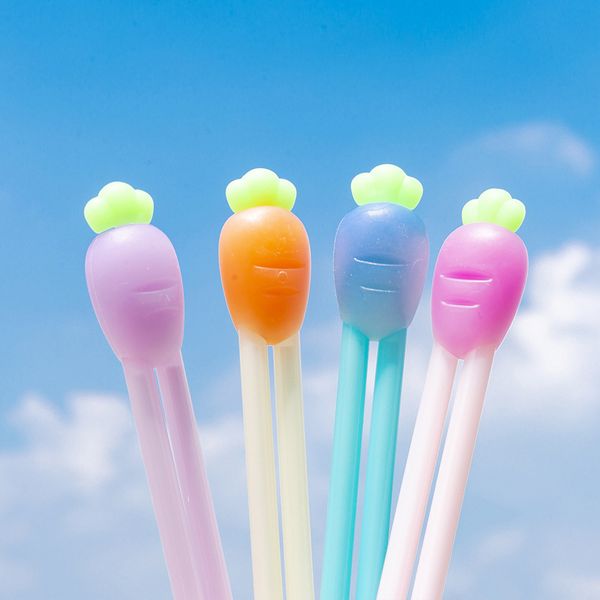 

coloffice 1pair(2pcs) korean creative cute carrot discoloration gel pen small fresh student writing pen 0.38mm black ink