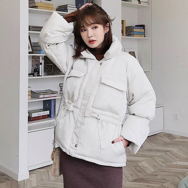 

2019 fashion women's winter jacket snow jacket thick warm lantern sleeve slim solid sweet for women, Black