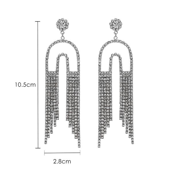 

simple rhinestone tassel long women's fashion earrings women j190628, Golden
