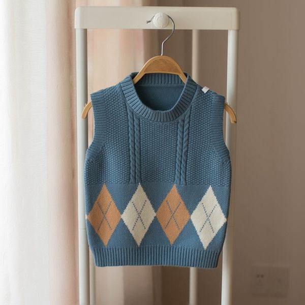 

2019 autumn winter boys sweater 1-4t kids baby children infants pullover sleeveless knitwear knit sweaters waistcoat s9352, Blue