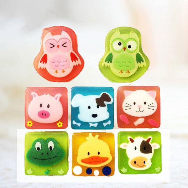 

Newest 100% natural Children cartoon Oil Handmade Soap Portable Bath Cartoon pig cat duck chicken Soap