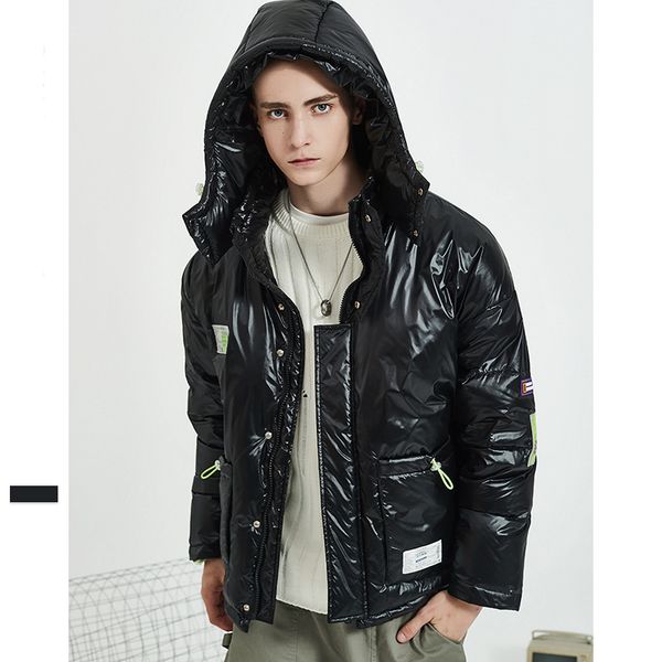 

men's hooded short down jacket parka coat outerwear menswear, Black