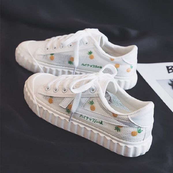 

hollow mesh canvas shoes female 2019 summer new wild flat bottom shoes student casual, Black