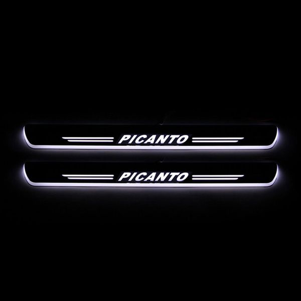 

acrylic moving led welcome pedal car scuff plate pedal door sill pathway light for kia picanto 2008 - 2015 2016 2017 2018