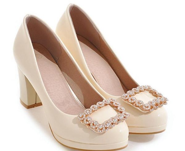 

2018 water drill women's shoes in spring and autumn with new style high heel coarse heel round head, Black
