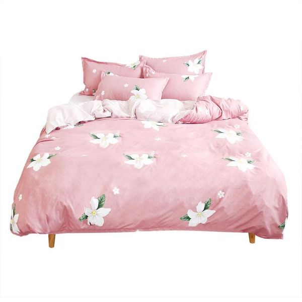 

4pcs bedding set flower printed quilt duvet cover flat bed sheet pillowcase
