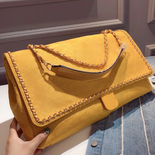 

Late t uede flap chain bag xxxl large de igner bag airport bag real leather women nubuck plaid chain handbag travel bag houlder pur e