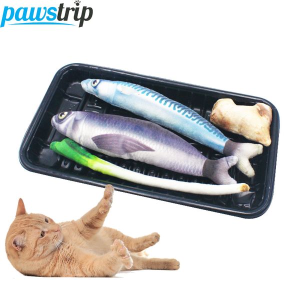 

pawstrip 2018 new pet cat toy simulation fish with catnip toy for cats interactive kitten catnip pillow toys