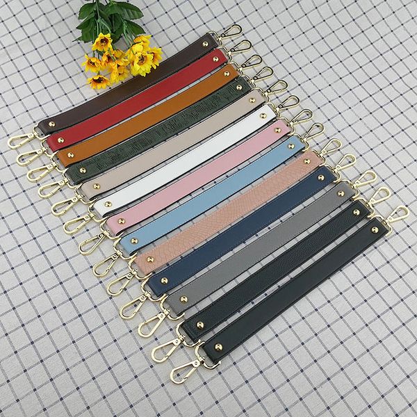 

diy women girls pu serpentine leather shoulder bag parts bag straps handle accessories double buckle belts, Black