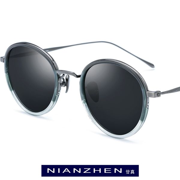

titanium acetate sunglasses women 2019 fashion polarized sunglass brand designer vintage round sun glasses for men shades t1853, White;black